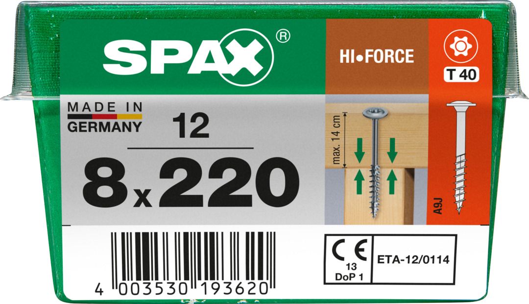 Spax Holzbauschrauben 8.0 x 220 mm TX 40 - 12 Stk.
