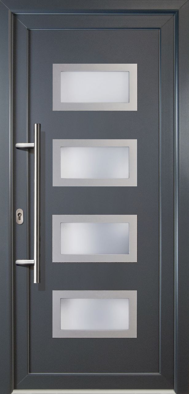 Meeth Haustür Signum Exclusiv PVC Modell 92 98 x 208 cm, DIN links, weiß/titan