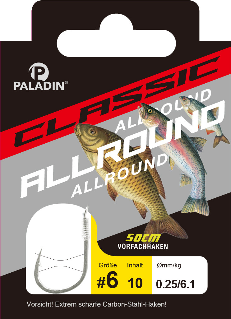 Paladin Allroundhaken gebunden Größe 6 - 50 cm 10 Stück gunsmoke