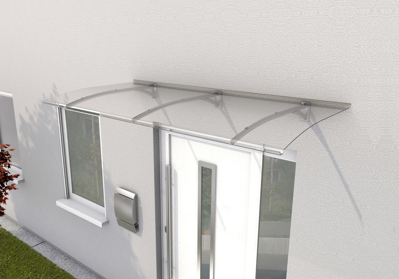 Gutta Vordach PT Secco 200 Edelstahloptik, Polycarbonat klar