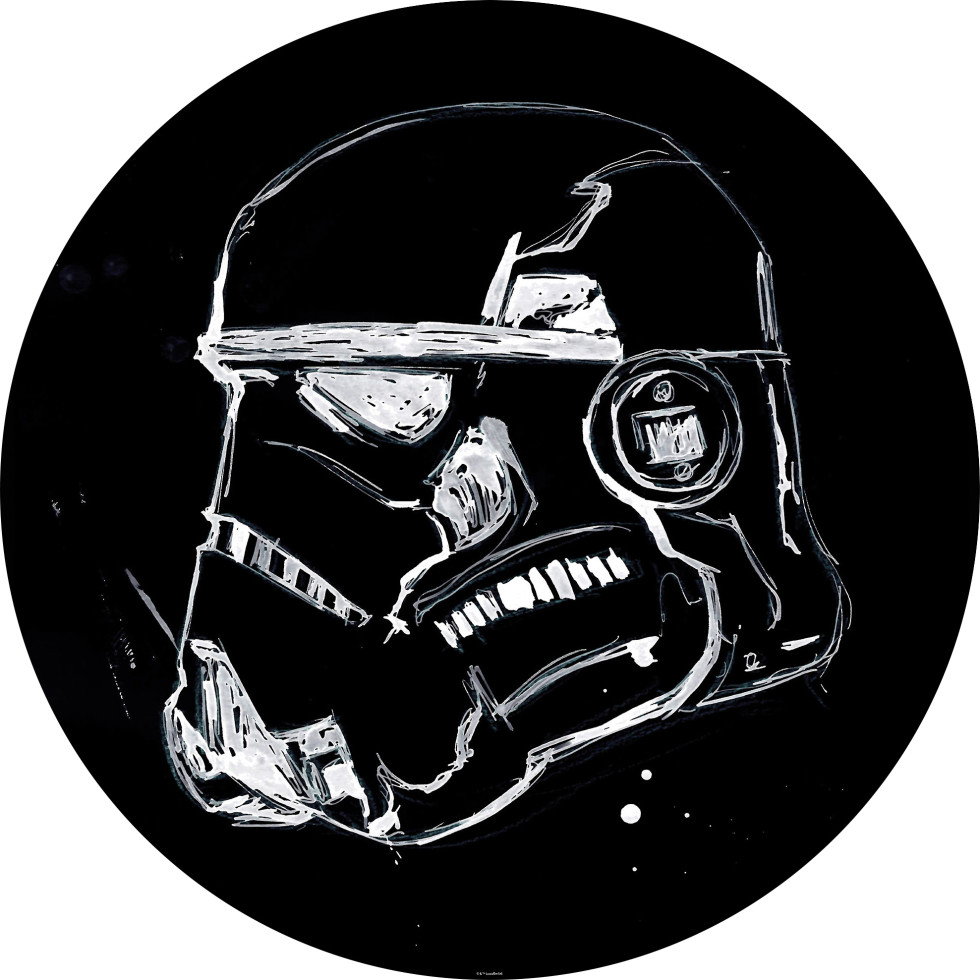 Komar Vlies Fototapete Dot Star Wars Ink Storm Ø 128 cm, selbstklebend