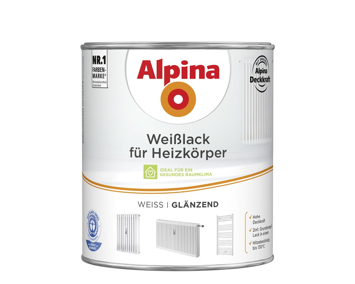 Alpina Heizkörperlack weiß 2 L weiß glänzend
