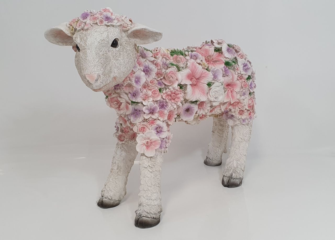 Dekofigur Blumenschaf stehend 35 x 15 x 44 cm