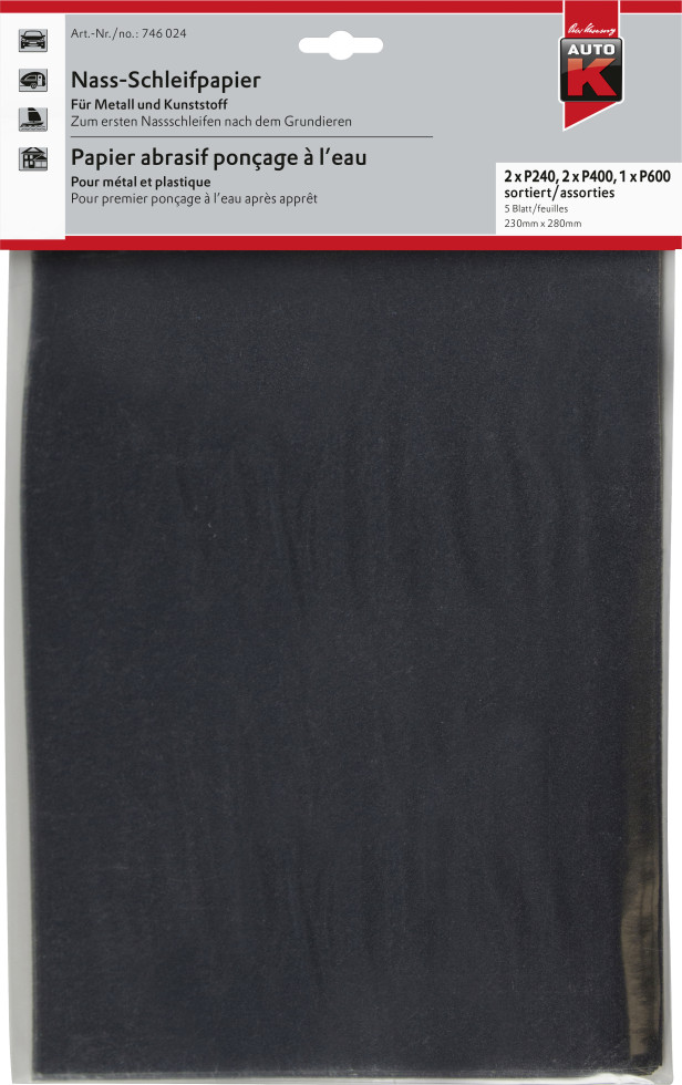 Auto-K Nass-Schleifpapier P1000 23x28 23 x 28 cm, 5 Stück