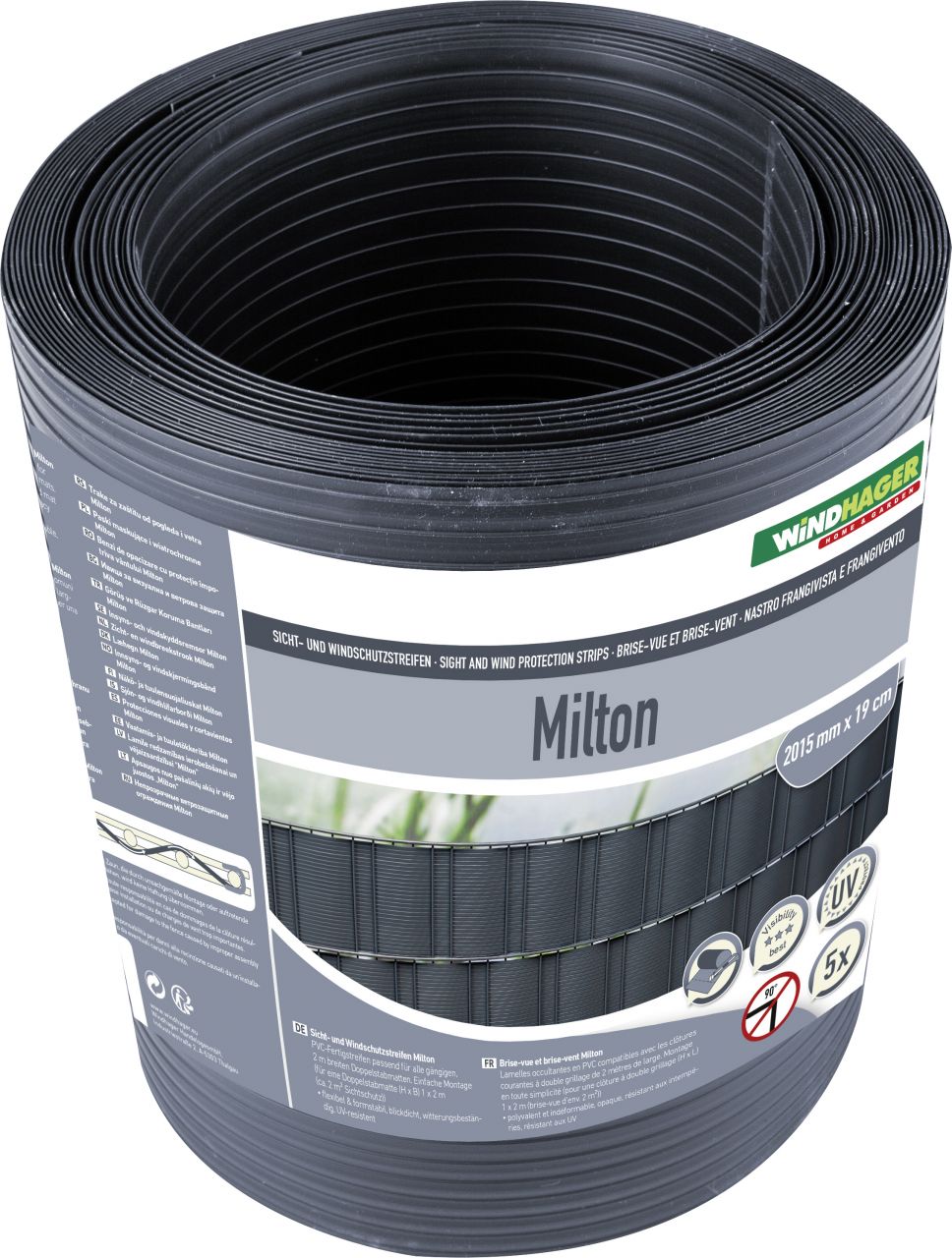 Windhager Sichtschutzstreifen Milton 2,015 m, anthrazit, 5 Stück
