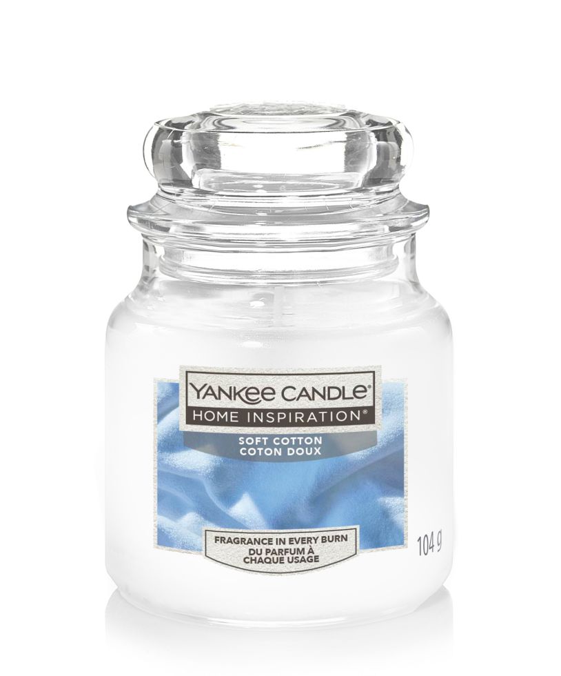 Yankee Candle Duftkerze Kleines Glas Soft Cotton 104 g, weiß