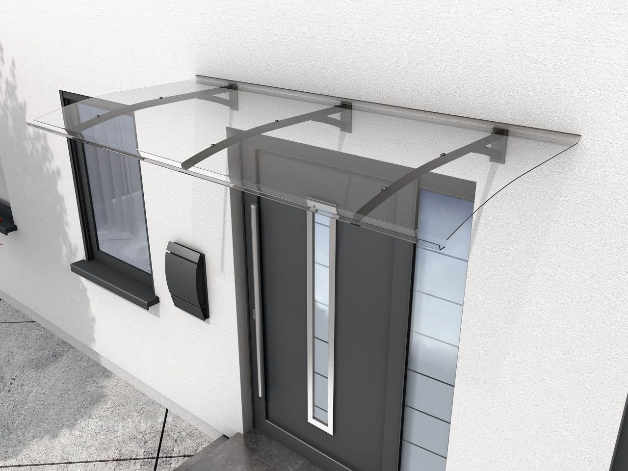 Gutta Vordach PT Secco 200 anthrazit, Polycarbonat klar