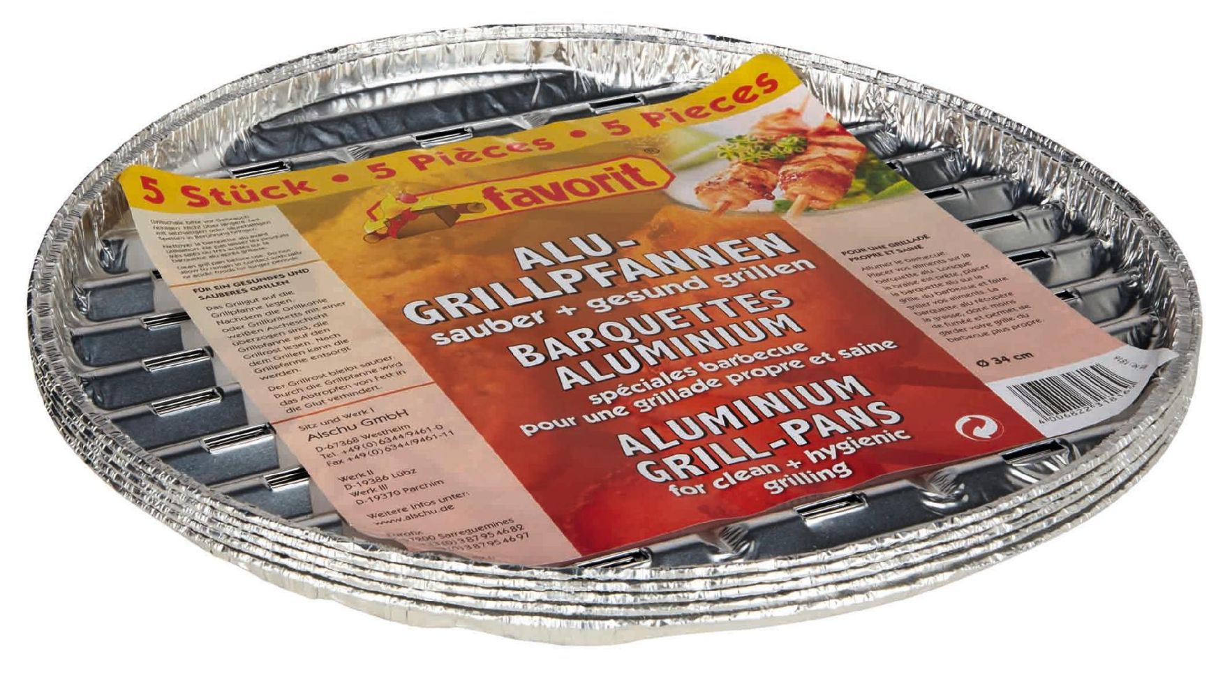 Favorit Alu-Grillpfanne rund 5 Stück