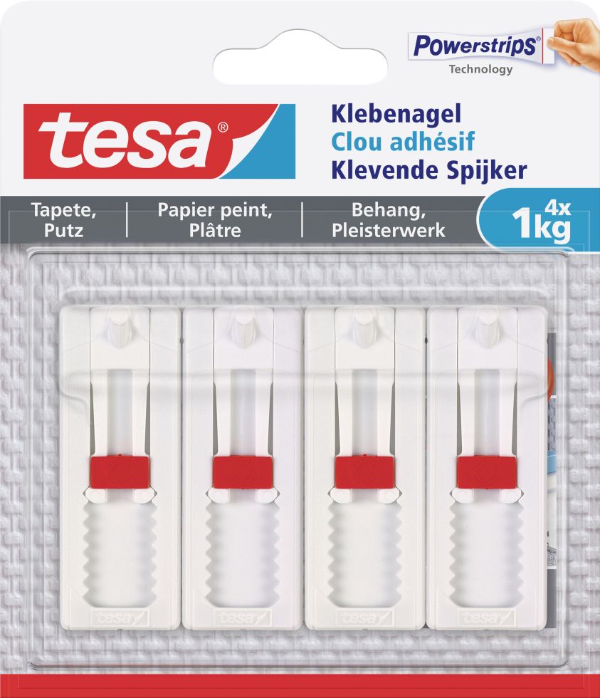 tesa Klebenagel Traglast 1 kg, 4 Stück