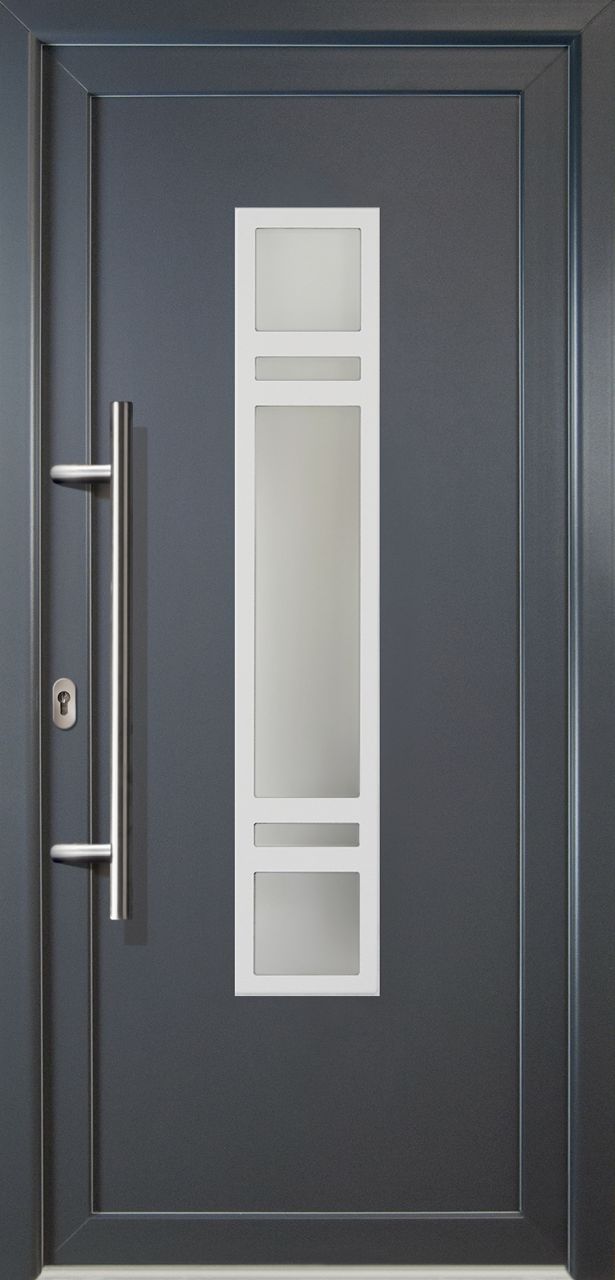 Meeth Haustür Signum Exclusiv PVC Modell 83 108 x 200 cm, links, titan