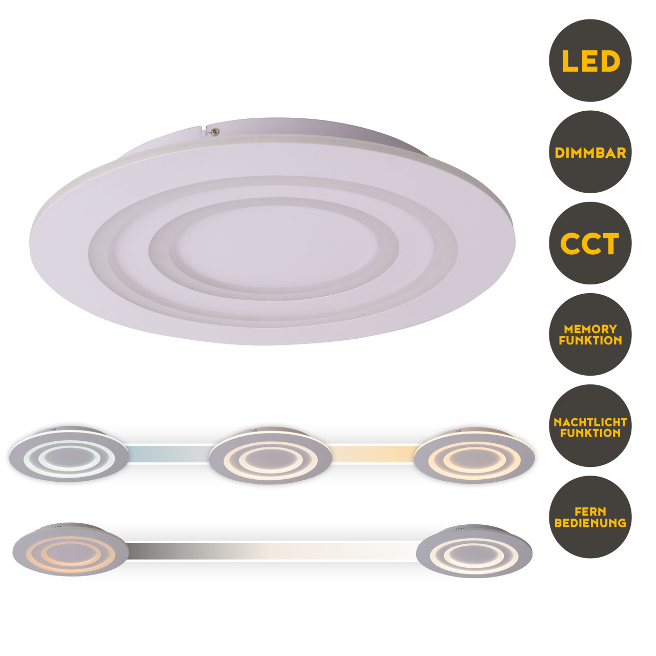 Light & More LED-Deckenleuchte weiß Ø 50 x 6 cm warmweiß-kaltweiß dimmbar