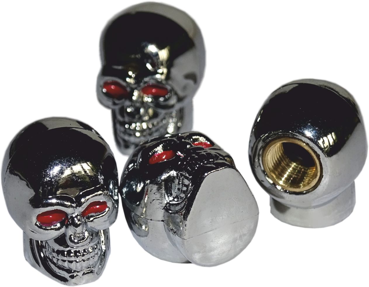 Hermann Schütz Ventilkappen Vent-Cap Totenkopf silber 4er-Set