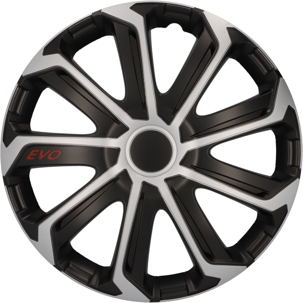 Cartrend Radzierblende EVO 40 cm (16 Zoll) silber schwarz 4 stück