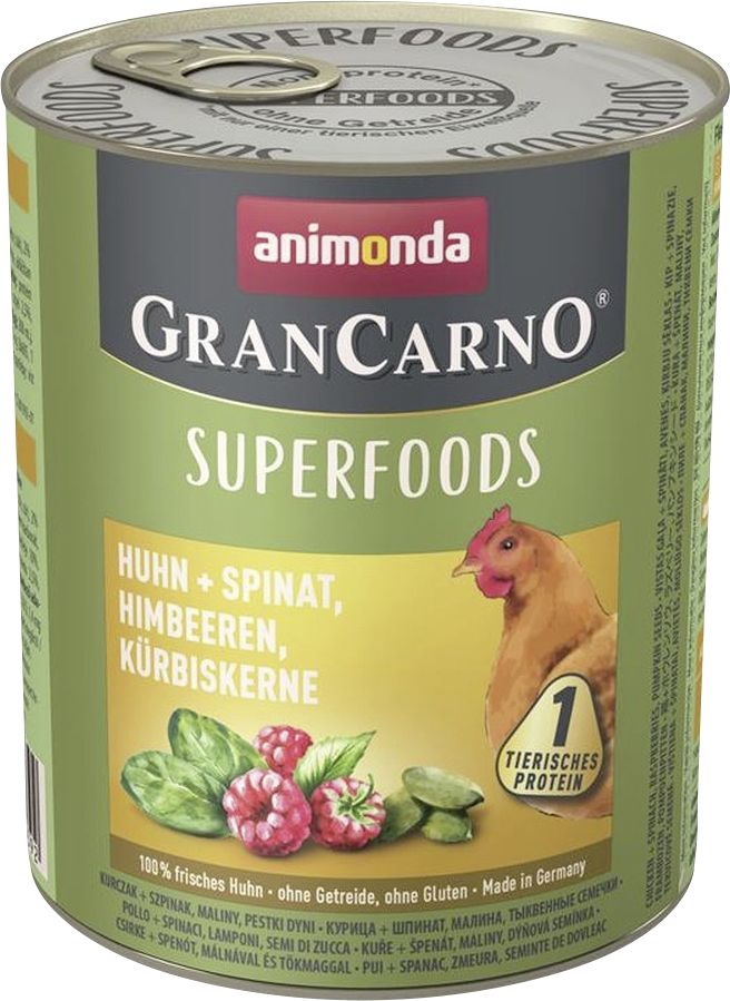 Animonda GranCarno Hundenassfutter Adult Superfoods getreidefrei 800 g Huhn