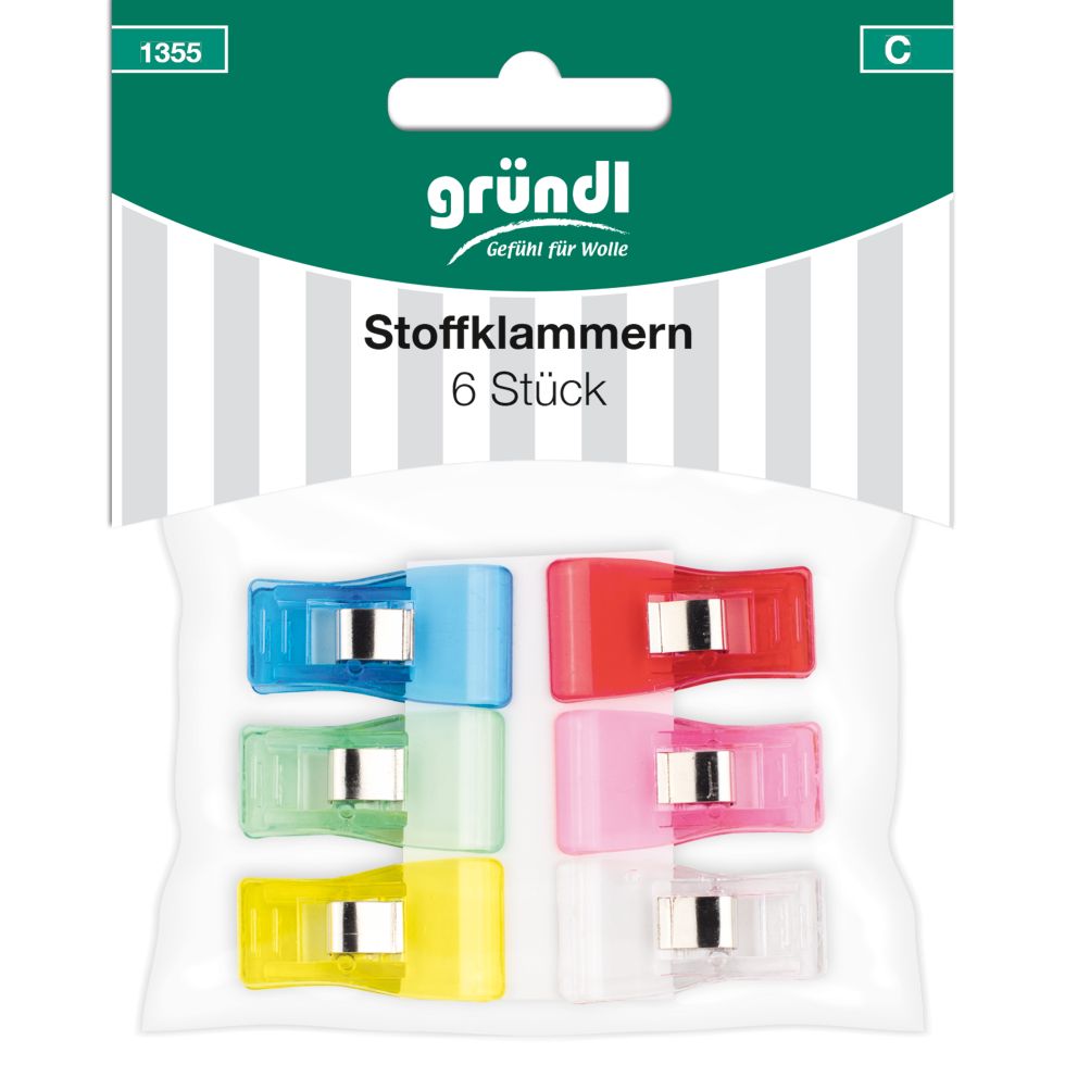 Gründl Stoffklammern gelb grün blau transparent rosa rot