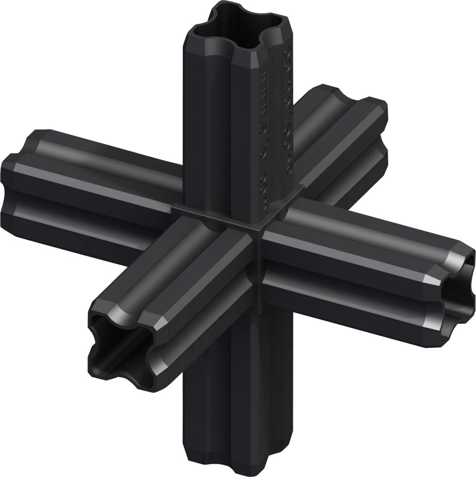 alfer Knoten-Verbinder 90o, 6 Zapfen 23.5 mm Kunststoff glatt schwarz