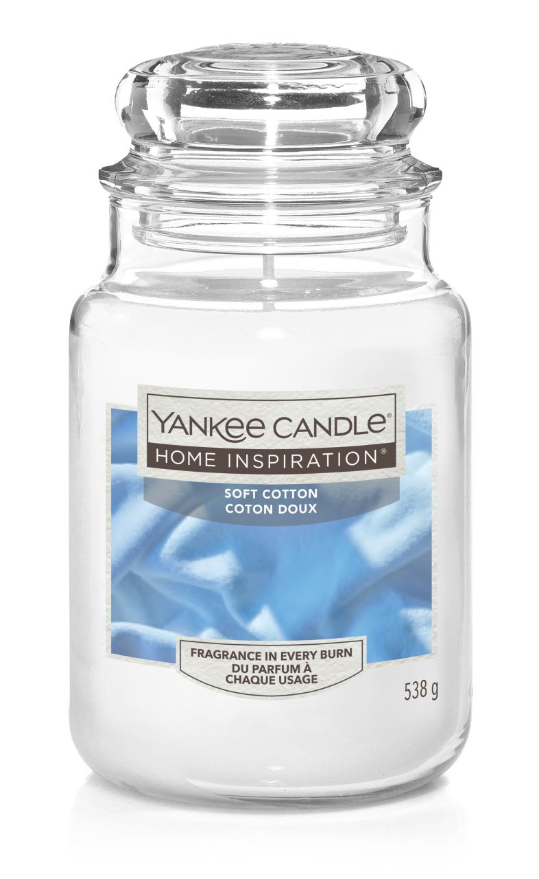 Yankee Candle Duftkerze Großes Glas Soft Cotton 538 g, weiß