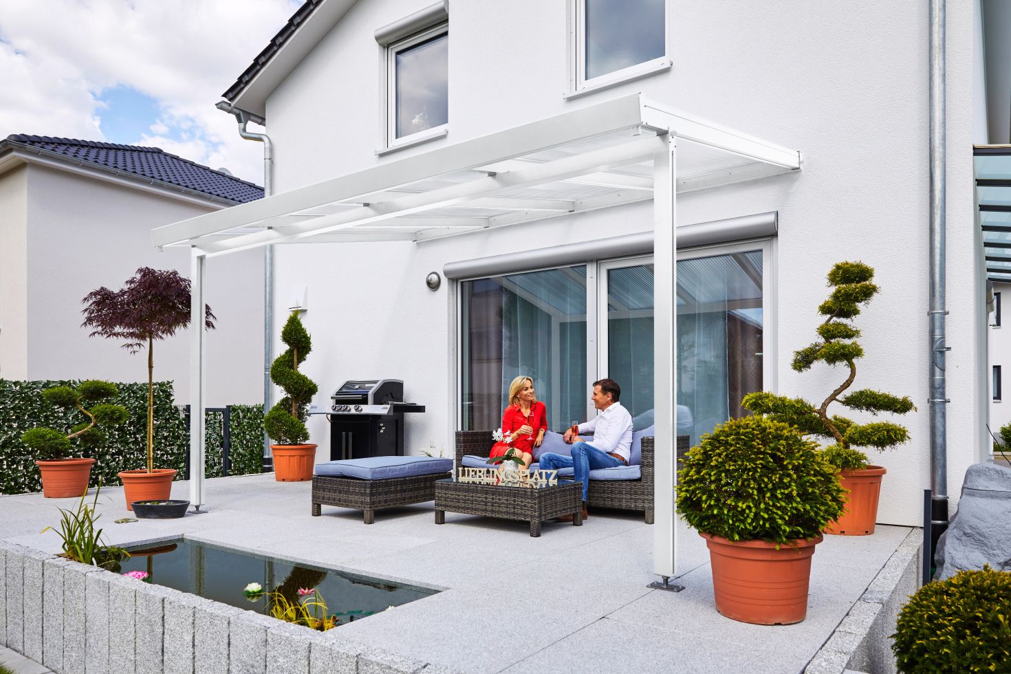 Gutta Premium Terrassendach 410,2 x 406 cm weiß PC weiß opal 16 mm