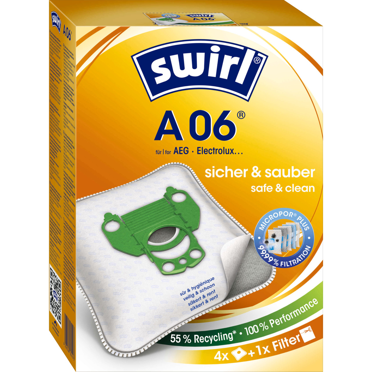 Swirl A 06 EcoPor Staubsaugerbeutel 4 Staubbeutel + 1 Filter