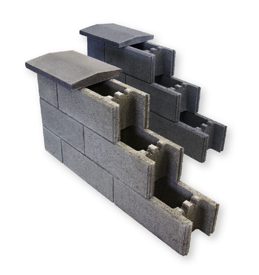 Mauerabdeckung Schalungsstein 49 x 35 x 4 cm grau