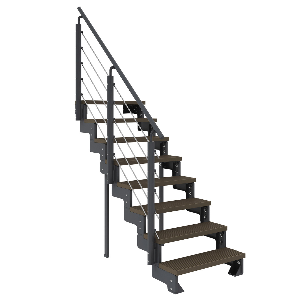 Dolle Außentreppe Trimax Gardentop 8 Stufen 80 cm inkl. einseitigem Geländer dunkelbraun