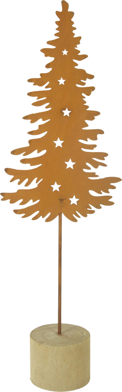 TrendLine Baum mit Sternen aus Metall 13,5 x 7 x 42 cm braun