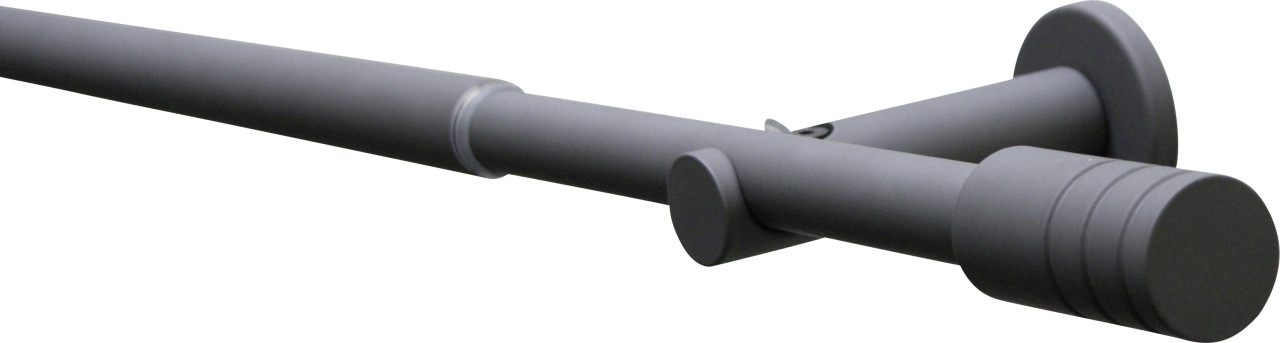 Gardinia Gardinenstangen-Set Elba Zylinder 1-Lauf Ø 16-19 mm Steingrau 120 cm - 210 cm