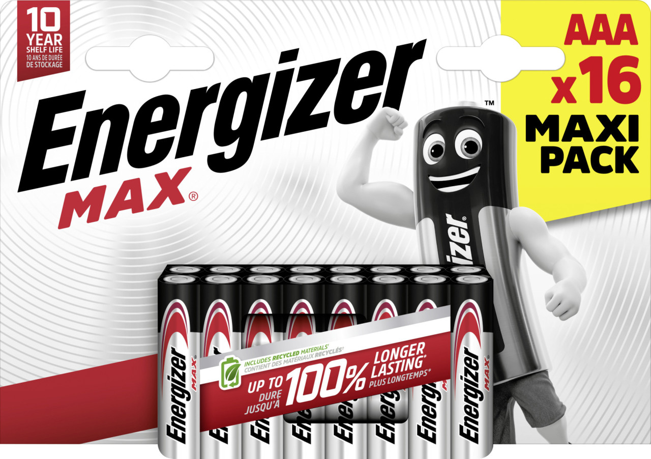 Energizer Max Alkaline Batteie Micro AAA 1,5 V, 16er Pack