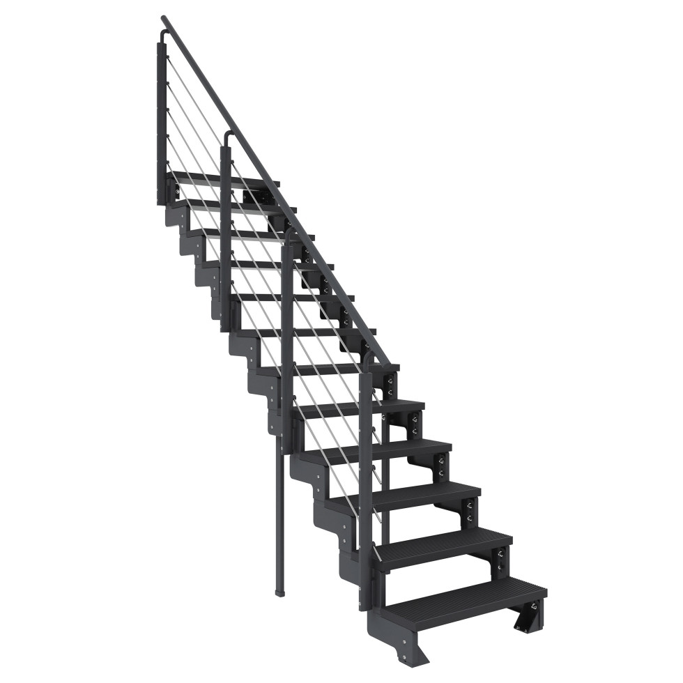 Dolle Außentreppe Trimax Gardentop 14 Stufen 80 cm inkl. einseitigem Geländer anthrazit