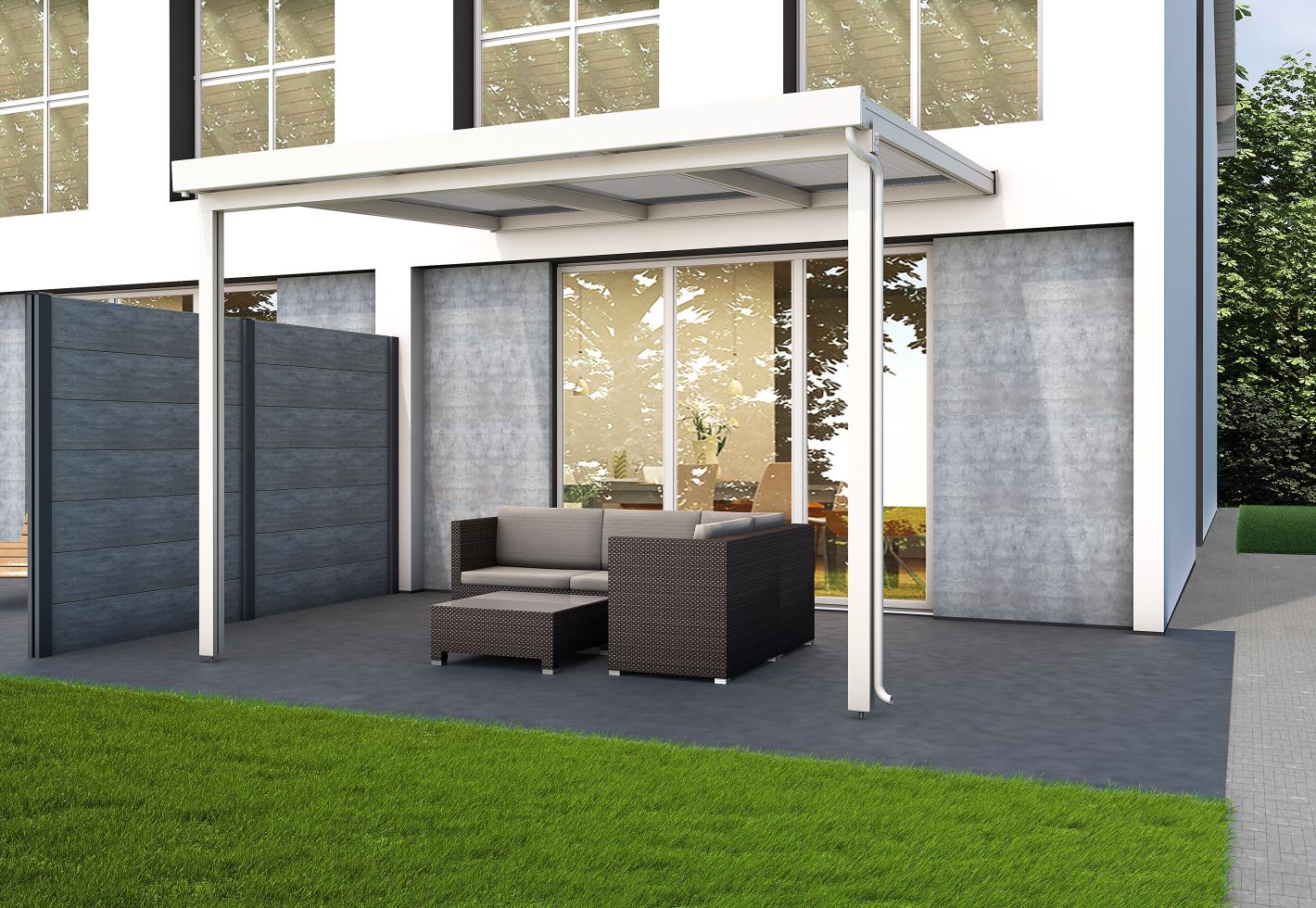 Gutta Premium Terrassendach 309,4 x 306 cm weiß PC klar 16 mm