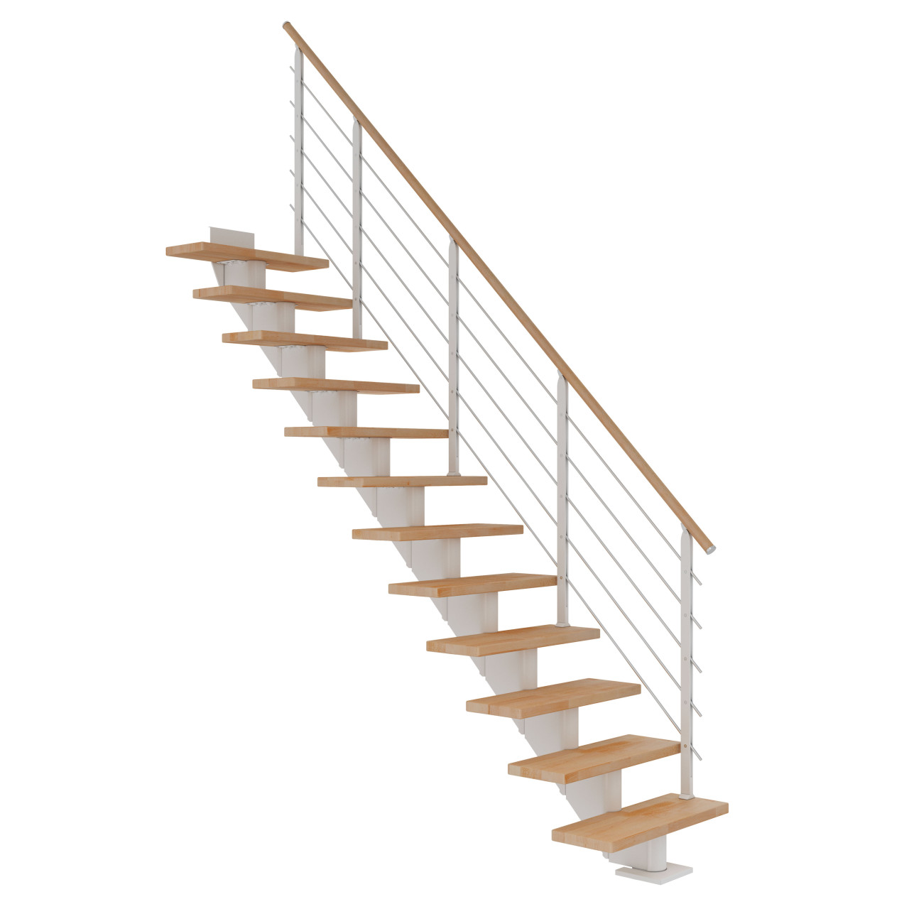 Dolle Mittelholmtreppe Hamburg Buche 75 cm 11 Stufen gerade mit Geländer weiß