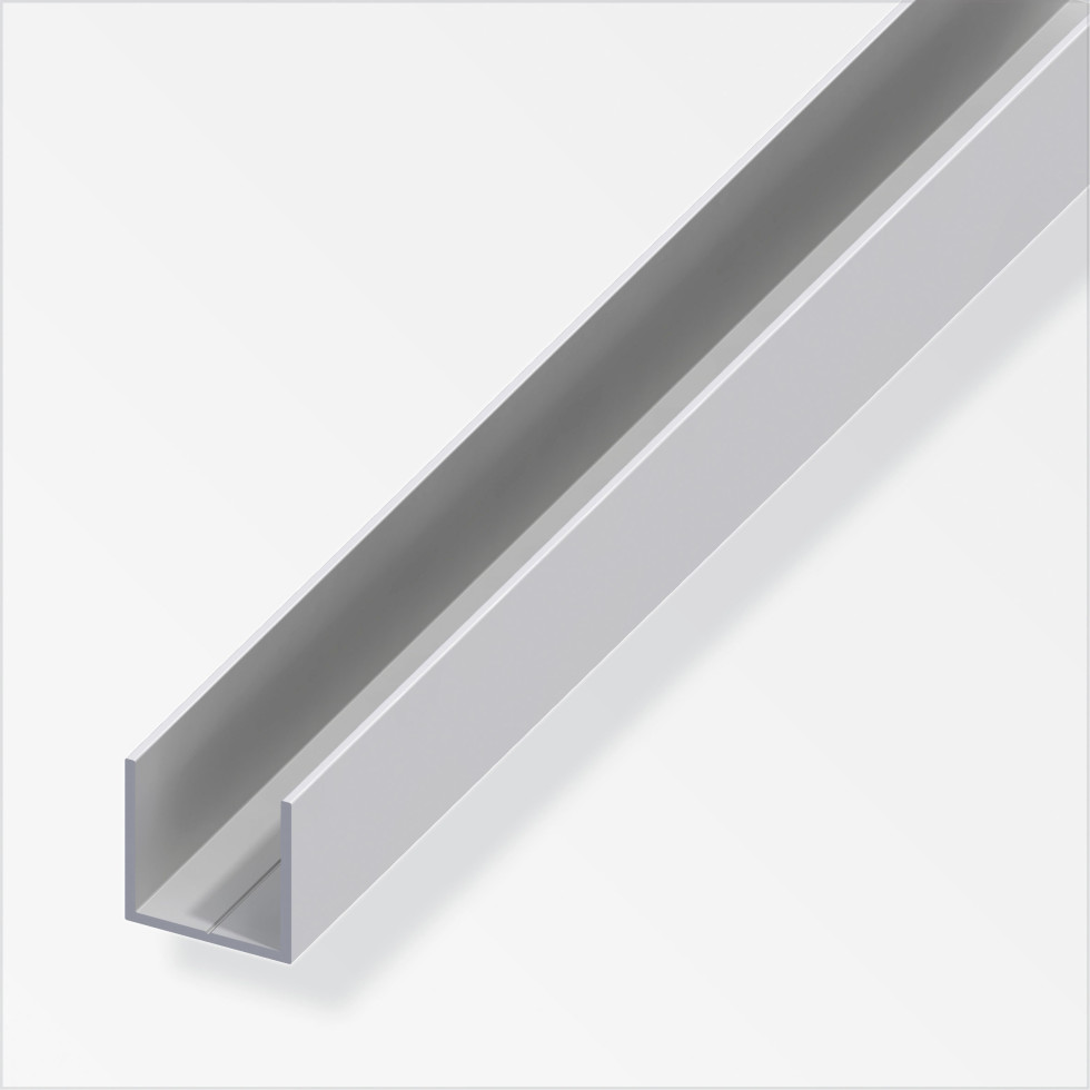 alfer Quadrat-U 1 m, 23.5 x 1.5 mm Aluminium eloxiert silber