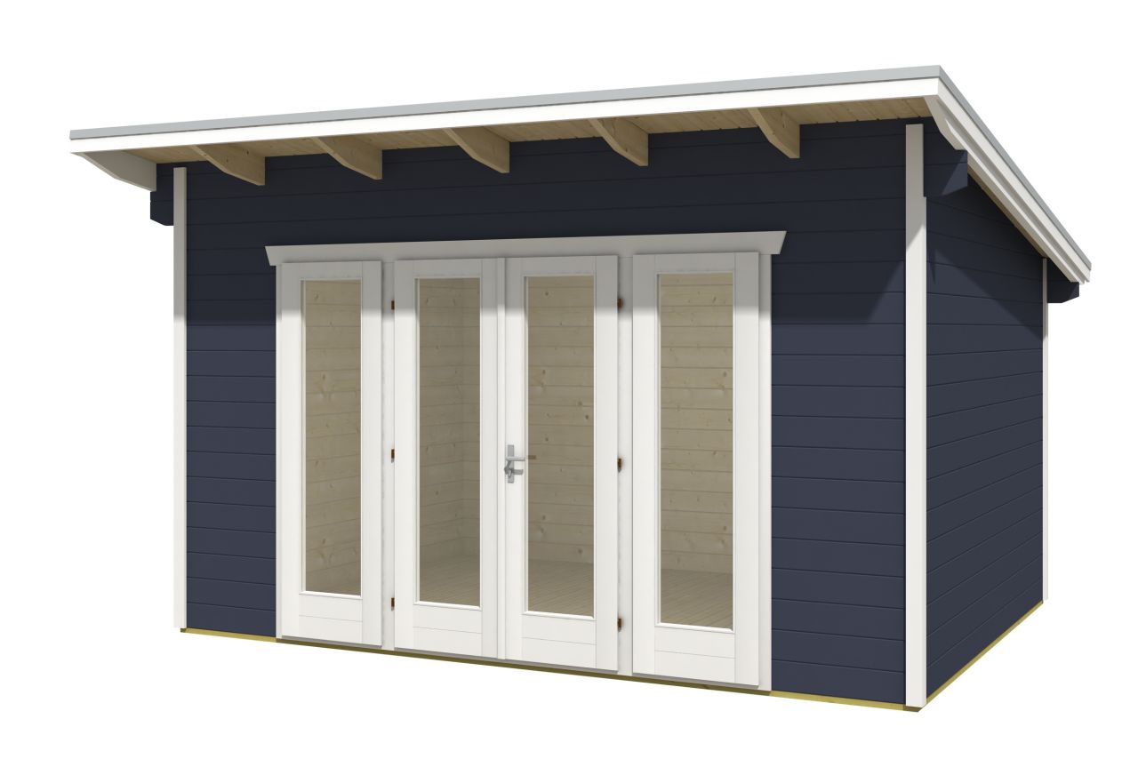 SKAN HOLZ Gartenhaus Ostende 2 400 x 300 cm schiefergrau mit Fußboden