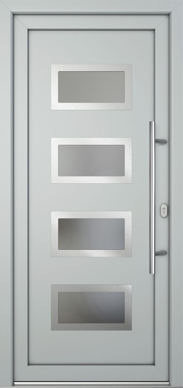 Meeth Haustür Signum Pro PVC Modell 92 98 x 200 cm DIN Rechts weiß/lichtgrau