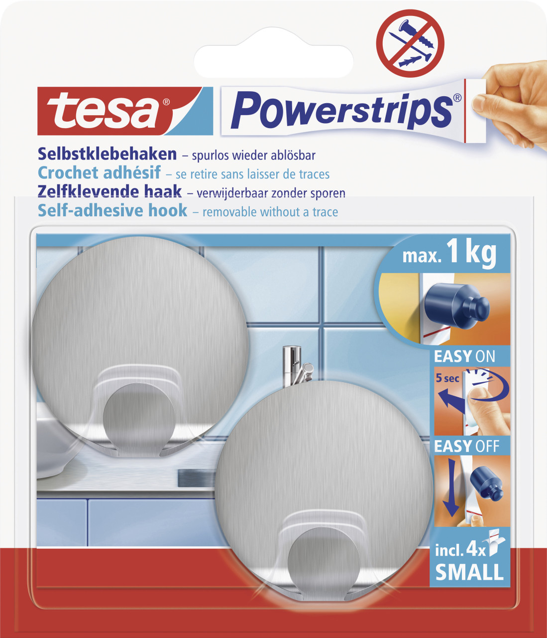tesa Powerstrips Haken Small rund, weiß