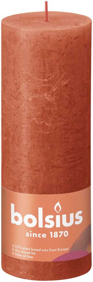 Bolsius Rustik Stumpenkerze herbstliches orange, Höhe: 19 cm, Ø 6,8 cm