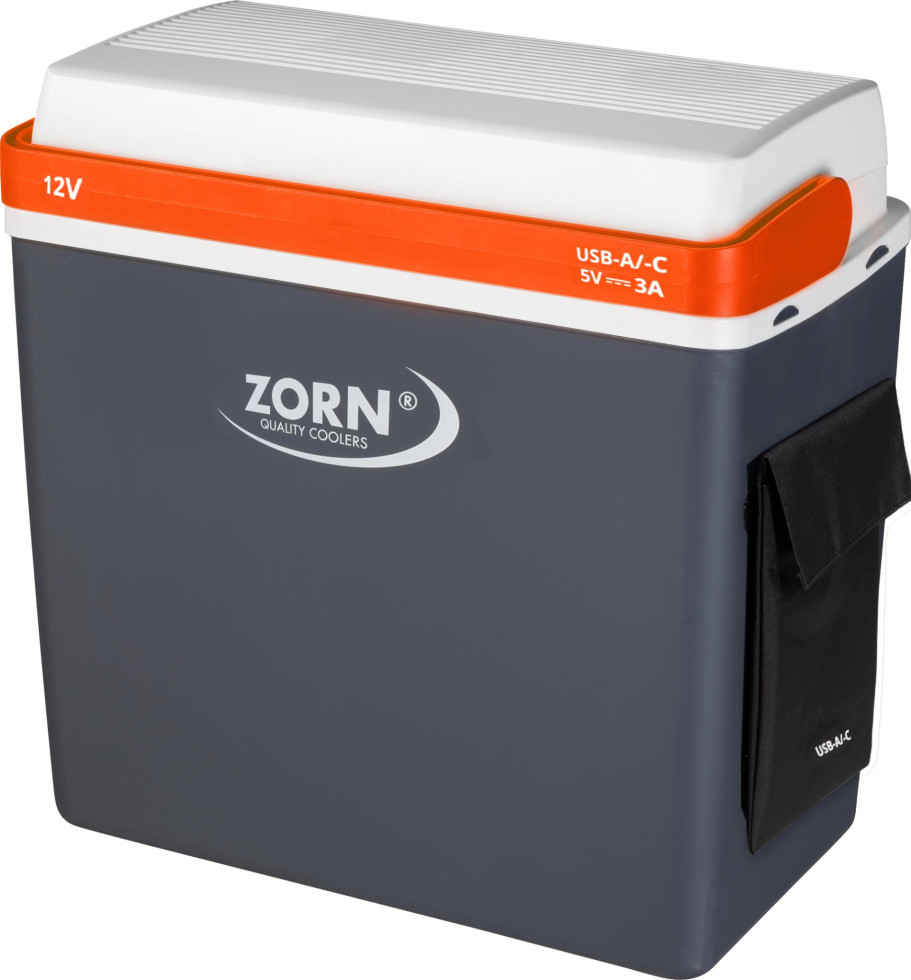 Zorn Kühlbox elektrisch ZA24 12V & USB Anschluss grau/weiß/orange 21,9 L