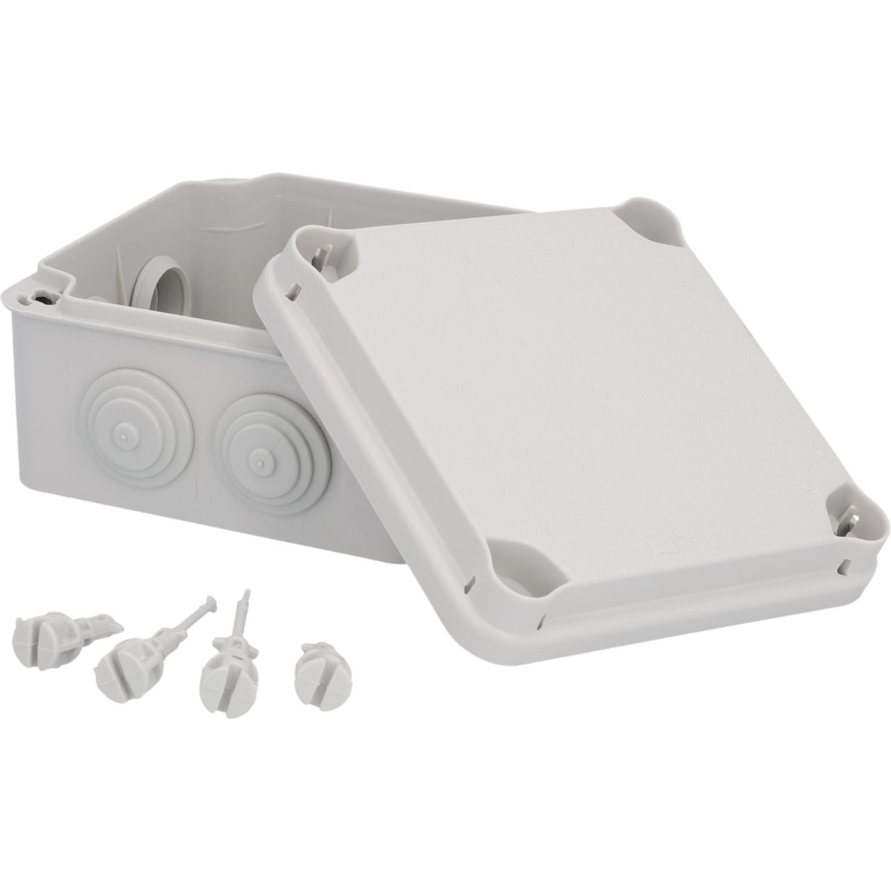 Aufputz-Abzweigdose IP65 mit Schraubdeckel 120 x 120 x 72 mm grau