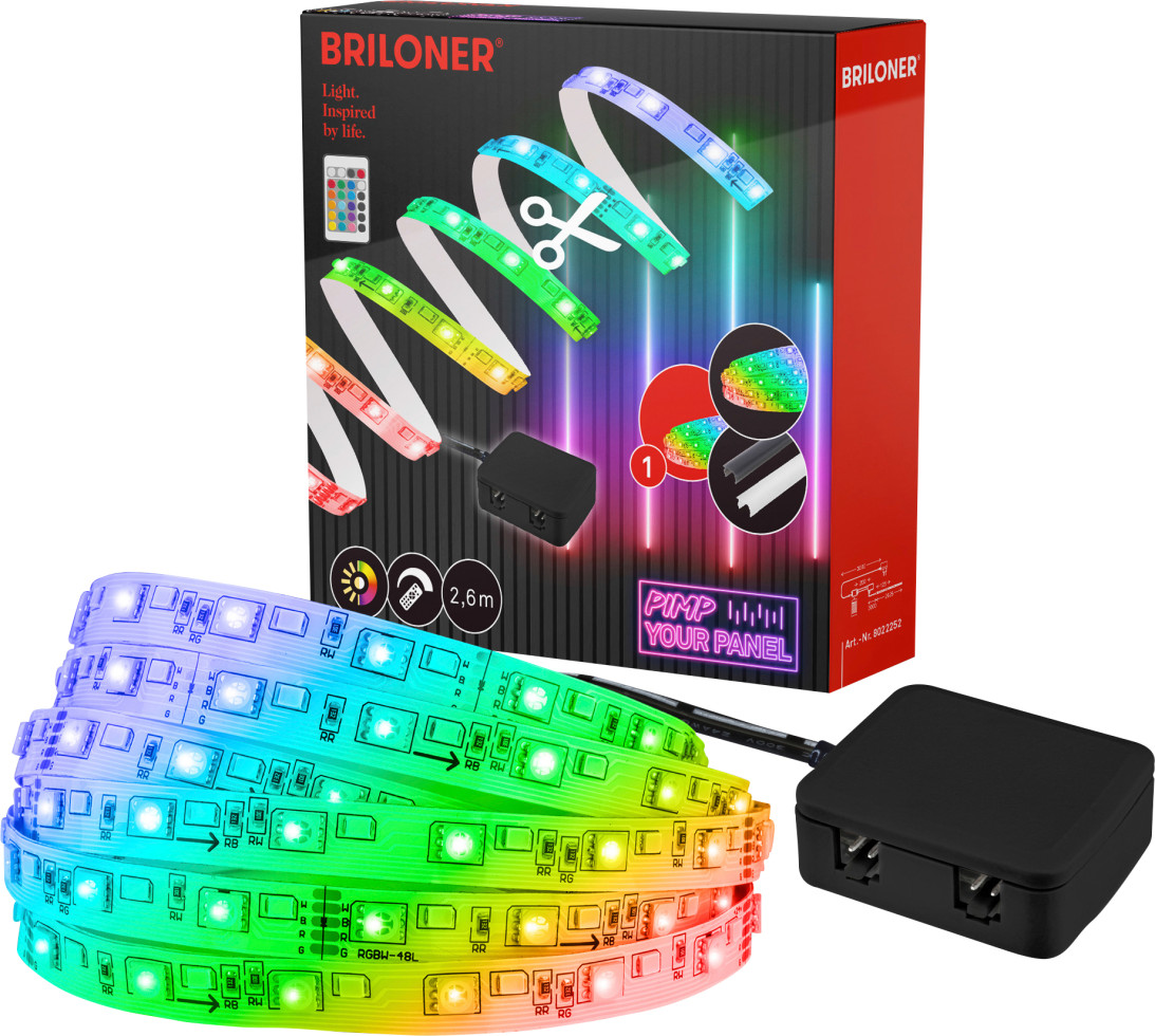 Briloner LED-Stripe Pimp your Panel bunt RGB, 2,6 m, 3000K 1300 lm Starterset