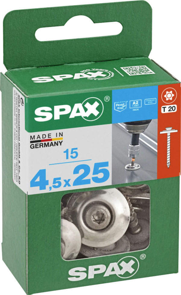 Spax Spenglerschrauben 4,5 x 25 mm T20 Vollgewinde - 15 Stk.