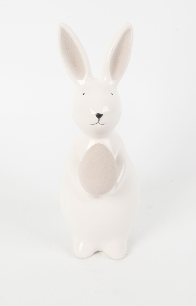 TrendLine Dekofigur Hase Keramik 19 x 9 cm weiß