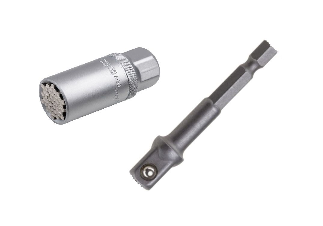 Universal-Stecknuss mit Steckschlüssel-Adapter 3/8'' 9 - 21 mm