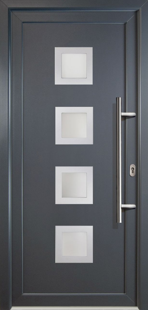 Meeth Haustür Signum PVC Exclusiv PVC Modell 84 108 x 208 cm, DIN rechts, weiß/titan