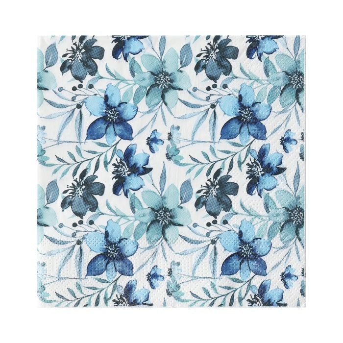 Eglo Servietten Mahuli blau/weiß 16,5 x 16,5 cm - 20er Pack