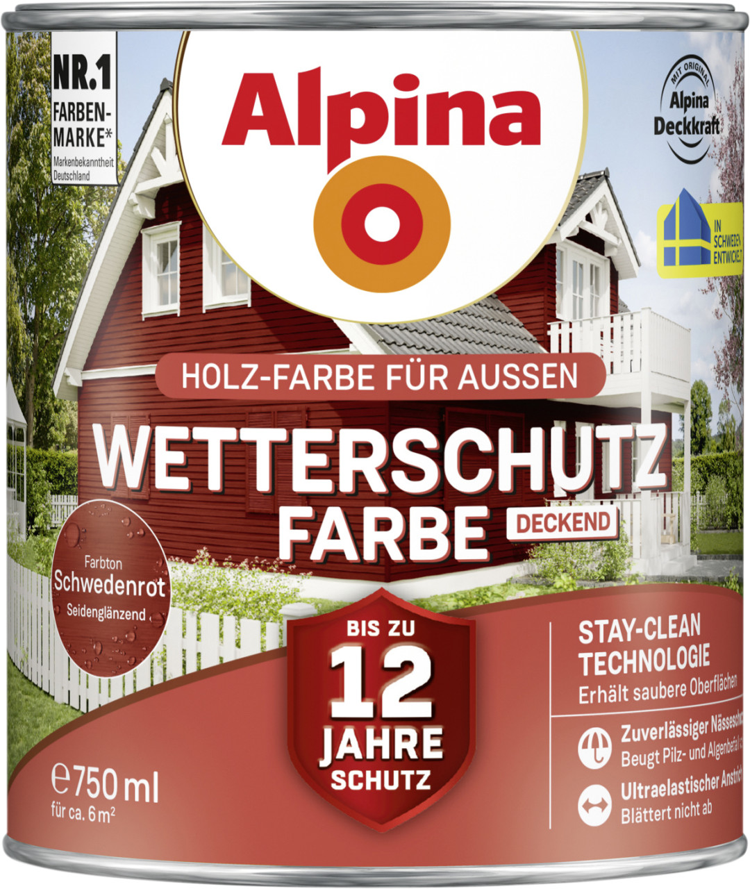 Alpina Wetterschutzfarbe 0,75 L schwedenrot