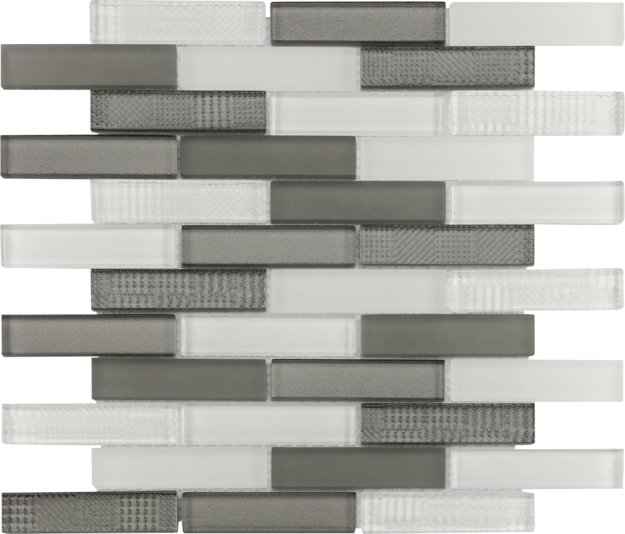 Mosaikfliese Glas Stäbchen 30 x 30 cm grau-weiß Steinmaß: ca. 9,8 x 2,4 cm