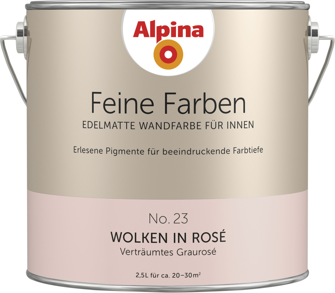 Alpina Feine Farben Wandfarbe No. 23 Wolken in Rosê - verträumtes graurosé 2,5 L