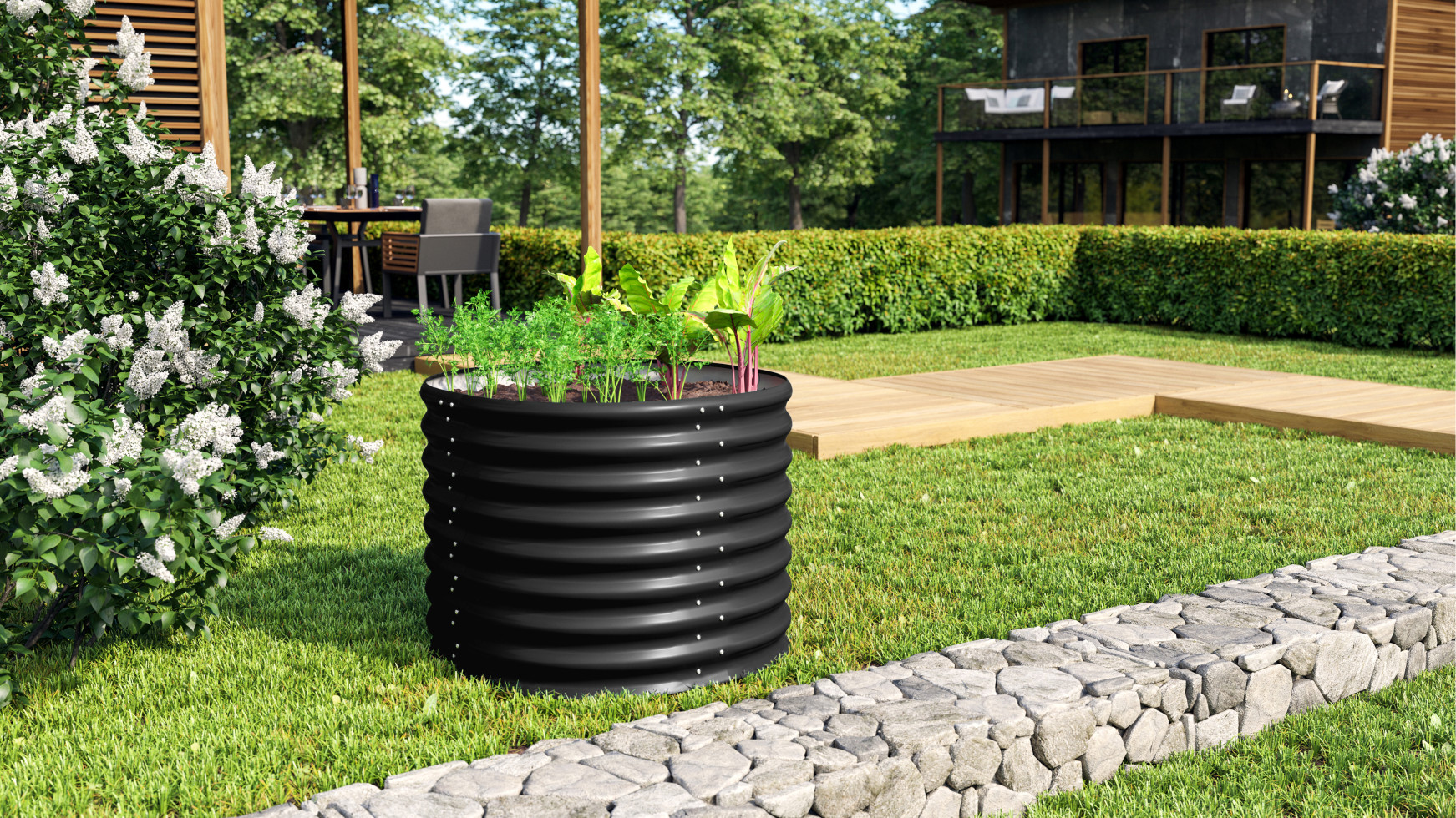 Vitavia Hochbeet Terra Rund 630 82 x 82 x 63 cm schwarz