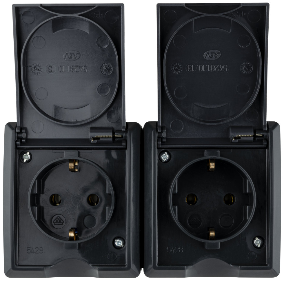 REV Steckdose Aufputz AquaForm, anthrazit, 2-fach