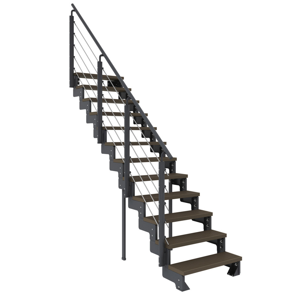 Dolle Außentreppe Trimax Gardentop 13 Stufen 80 cm inkl. einseitigem Geländer dunkelbraun